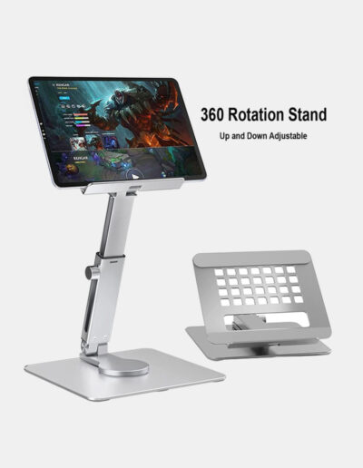 Telescopic Rotary Tablet Stand – Silver | Memoxpress Online