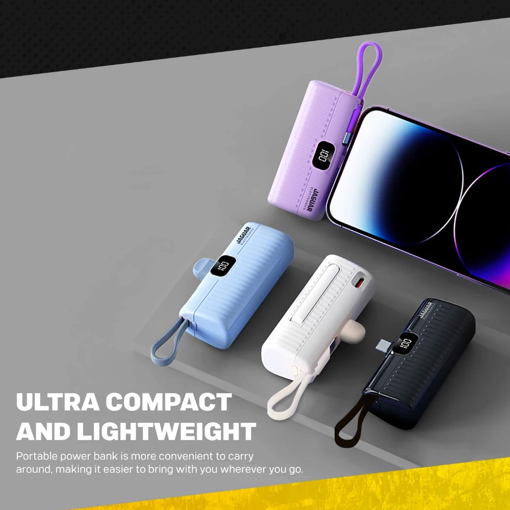 Jaguar Electronics PB153 Mini Plug In Power Bank with Digital Display 5000mAh Type-C - Image 2