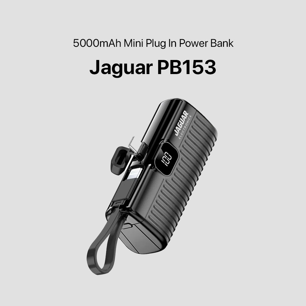 Jaguar Electronics PB153 Mini Plug In Power Bank with Digital Display 5000mAh Type-C