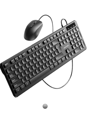 Vention USB Wired Full-Sized Silent Keyboard and Mouse Combo Black Slim Type