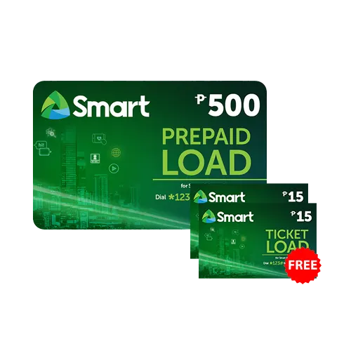 Buy ₱500 Smart Load Card with FREE 2pcs ₱15 Ticket Load