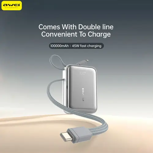AWEI C04 45W 10,000mAh Powerbank Built-in Cable - View 5