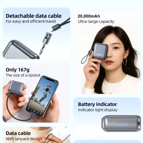 AWEI GD21 PRO 20000mAh 22.5W Powerbank Black - View 4