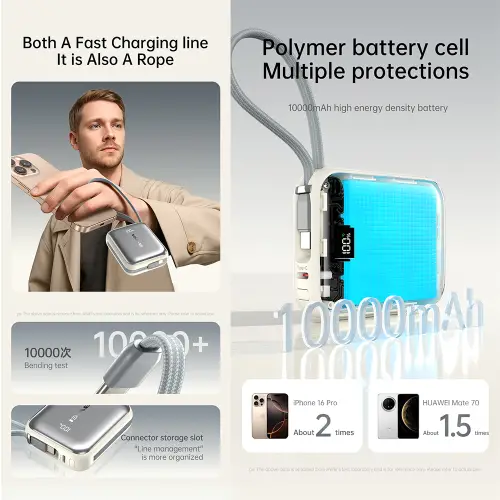 AWEI PA15 35W 10,000mAh Built-in Cable Powerbank - View 4