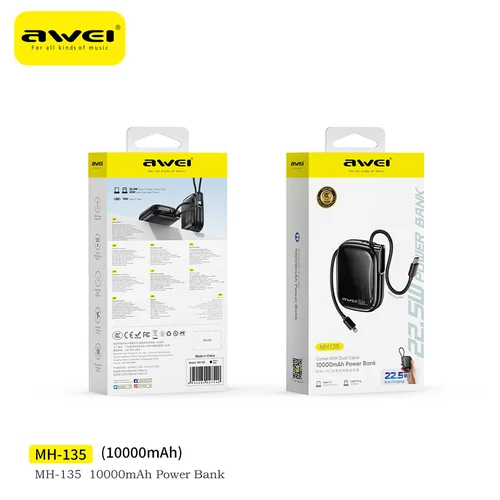 AWEI (Powerbank 10000mAh) MH135 22.5W with CCC 3C Certification - View 3