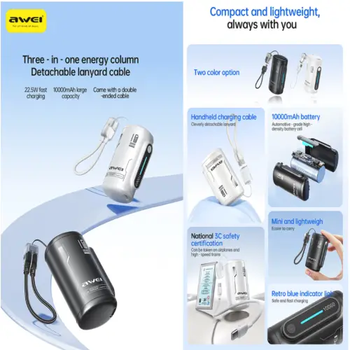 AWEI WP117 10000mAh 22.5W Powerbank - View 4