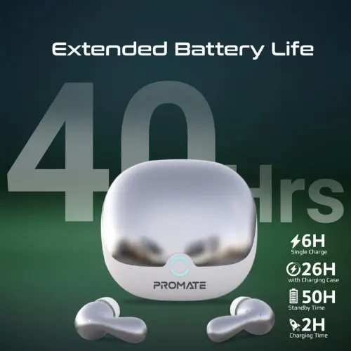 Promate Baton High-Definition Hybrid ANC TWS Earbuds with IntelliTouch - View 2