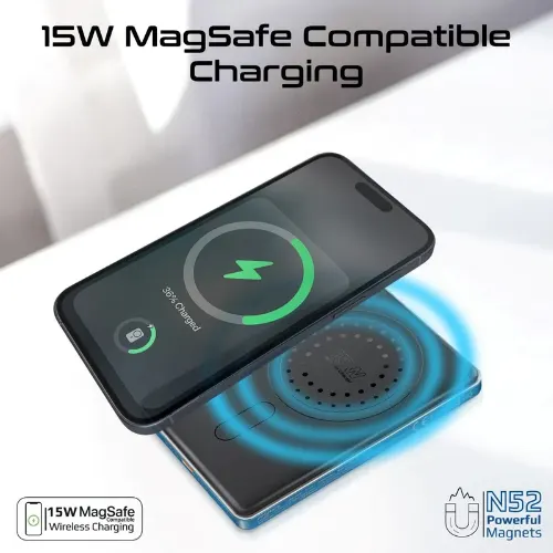 Promate Blade-5 Ultra-Slim Aluminum Crafted MagSafe Compatible Wireless Charging PowerBank - View 4