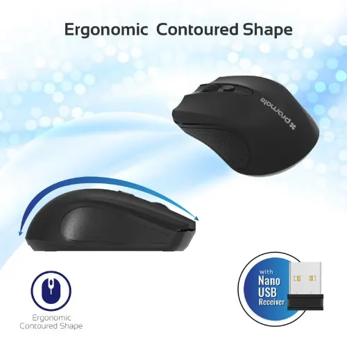 Promate Clix-8 2.4GHz Wireless Ergonomic Optical Mouse - View 3