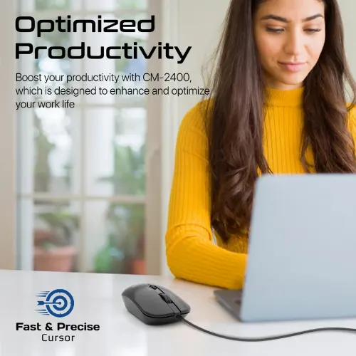 Promate CM-2400 MaxComfort Adjustable DPI Wired Optical Mouse - View 2