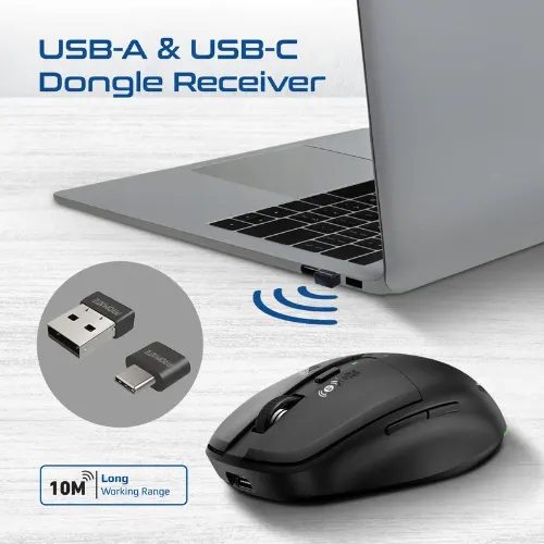 Promate Flixi Dual Mode Wireless Mouse with Rechargeable Battery BT & 2.4GHz Connectivity - View 3