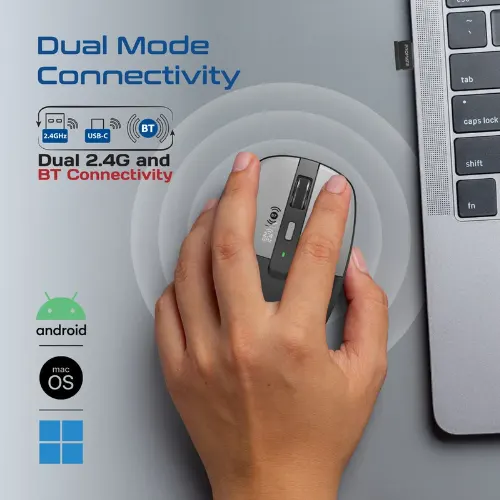 Promate Flixi Dual Mode Wireless Mouse with Rechargeable Battery BT & 2.4GHz Connectivity - View 2