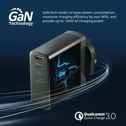 Promate GaNCharge-140W Power Delivery 3.1 GaN Charger - View 4