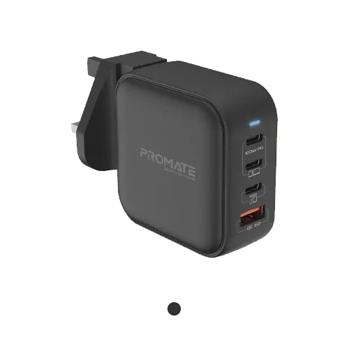 Promate GaNPort4-100PD 100W Power Delivery GaNFast™ Charger with Quick Charge 3.0