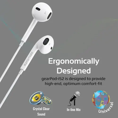 Promate GearPod-IS2 Lightweight High-Performance Stereo Earbuds - View 2