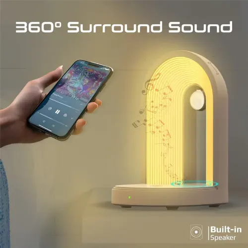 Promate Globe-Qi Multi-Functional LED Lamp Bluetooth Speaker with 15W Wireless Charger - View 4
