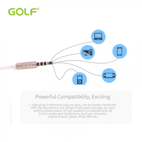 Golf M17 Small Earbuds Sport Wired Stereo Earphone Gold - View 2