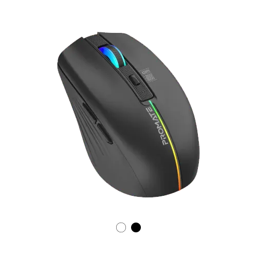 Promate Kitt 2.4GHz Wireless Ergonomic Optical Mouse with LED Rainbow Lights