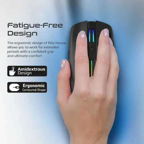 Promate Kitt 2.4GHz Wireless Ergonomic Optical Mouse with LED Rainbow Lights - View 3