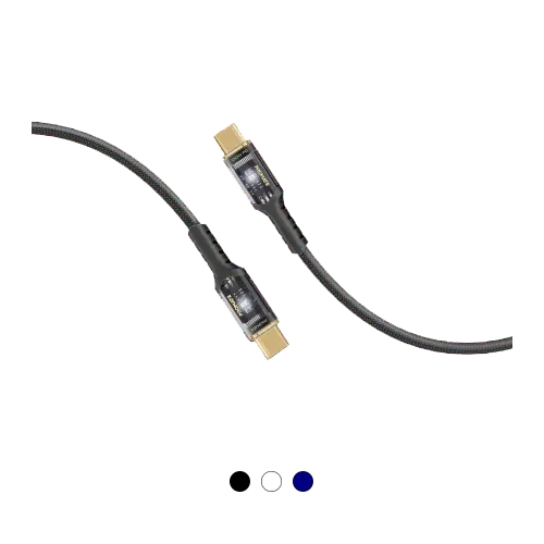 Promate LucidLine-CC120 High Tensile Transparent 100W Power Delivery USB-C Cable with LED Light