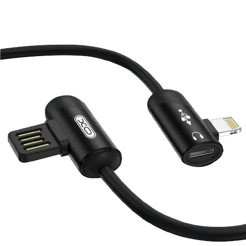 XO NB38 T-TYPE Lightning Charging and Data Cable with Lightning Audio Port - View 2