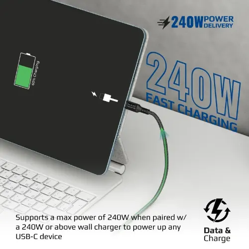 Promate PowerBolt240-2M 240W Super Speed Fast Charging USB-C Cable - View 2
