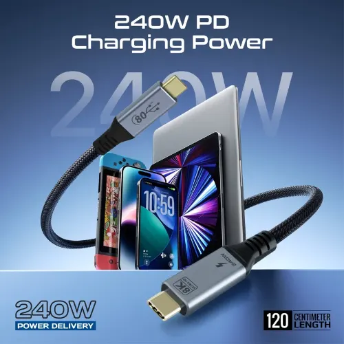 Promate PowerBolt5-80G High-Speed 80Gbps USB4™ Cable with 240W PD Support - View 3