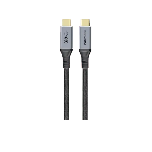 Promate PowerBolt5-80G High-Speed 80Gbps USB4™ Cable with 240W PD Support