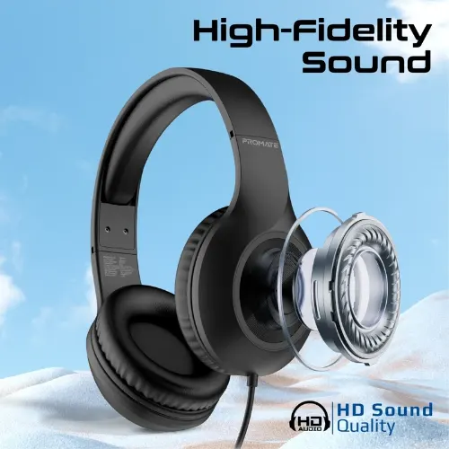Promate Spike Over-Ear High Definition Wired Headset With in-Line Microphone - View 3