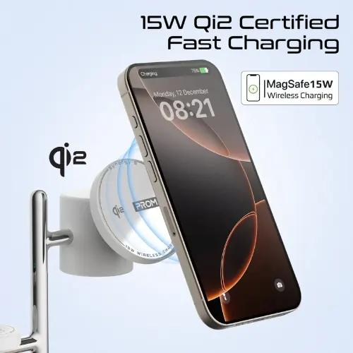 Promate Synergy-3 4-in-1 Qi2 Certified MagSafe Compatible Wireless Charging Station - View 3
