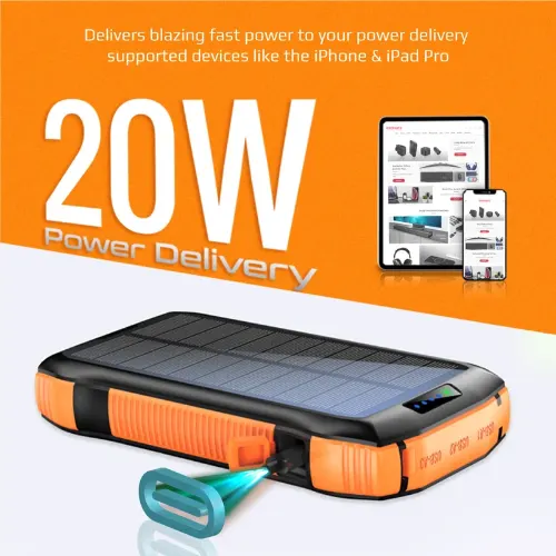 Promate SolarTank-20PDQi 20000mAh Rugged EcoLight Solar Power Bank - View 4