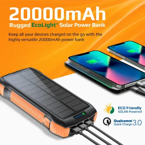 Promate SolarTank-20PDQi 20000mAh Rugged EcoLight Solar Power Bank - View 3