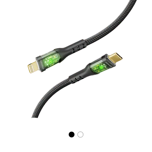 Promate TransLine-Ci 27W Power Delivery USB-C to Lightning Cable with Transparent Shells