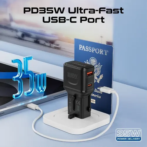 Promate TriPlug-PD35 35W Power Delivery Multi-Port Travel Adapter - View 4