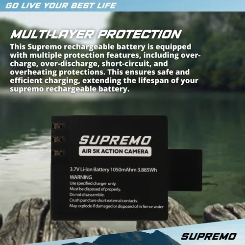 Supremo Ace, Air, Premiere, Peak, Summit Rechargeable 1050mAh Batt - Black - View 2