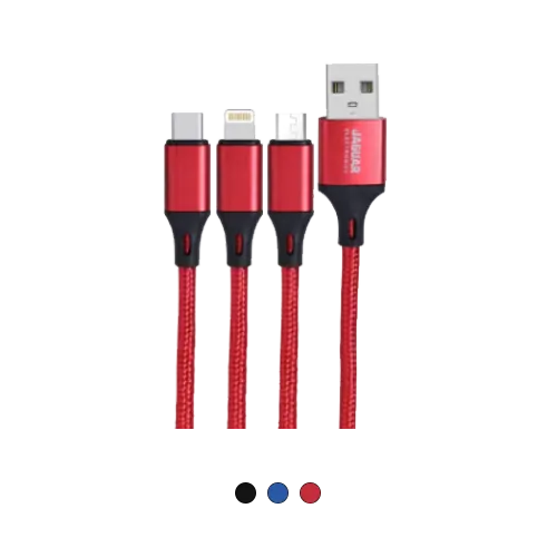 Jaguar Electronics CG28 1.5A - 2.8A 1 Meter Fast Charging 3-in-1 Cable