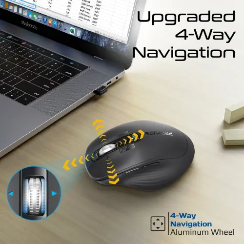 Promate SamoTri Tri-Connect Wireless Mouse with Rechargeable Battery, 2.4G and Dual BT Connectivity - View 4