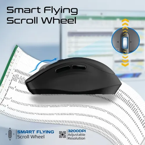 Promate SamoTri Tri-Connect Wireless Mouse with Rechargeable Battery, 2.4G and Dual BT Connectivity - View 3