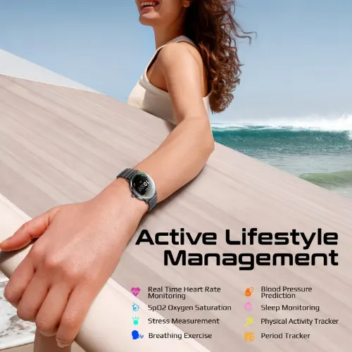 Promate xWatch-US13 1.32" Curved AMOLED Screen Fitness Tracker Smartwatch w/ BT Calling - View 2